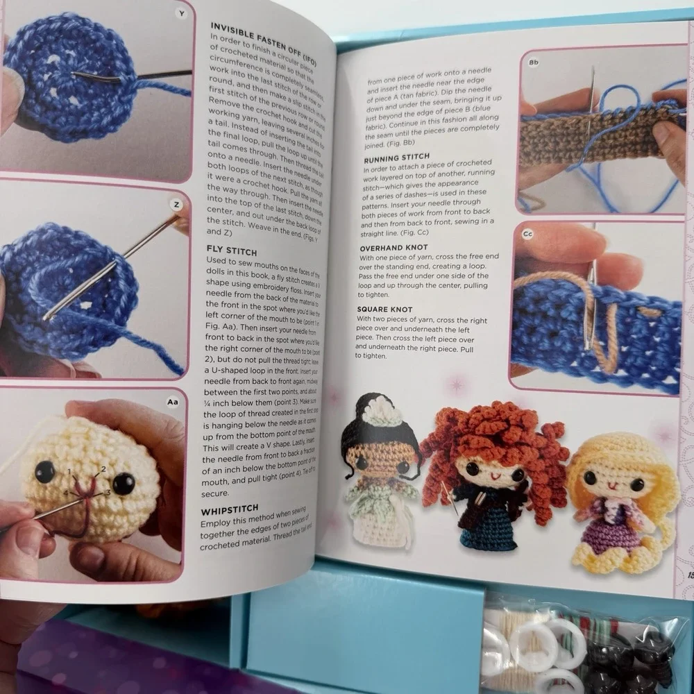 Disney Princess Amigurumi Crochet Dolls Kit Cute Moana Ariel Cozy DIY Yarn Craft